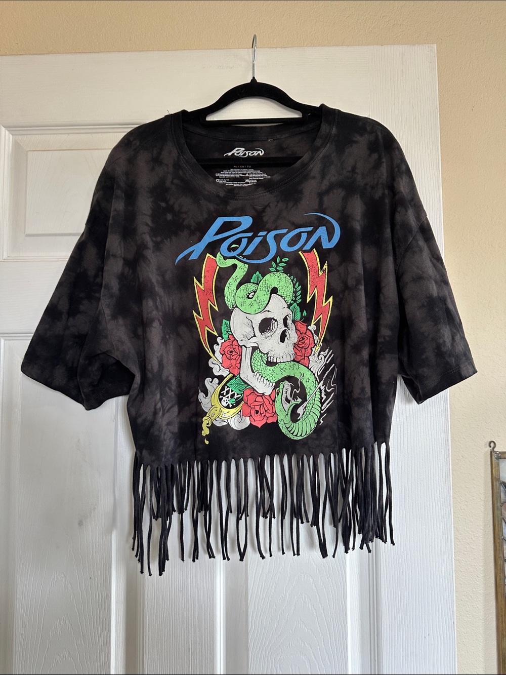 Black Tie-Dye Fringe Poison Tee